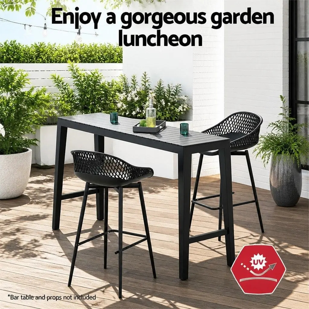 Outdoor Bar Stools with Black Plastic Seats