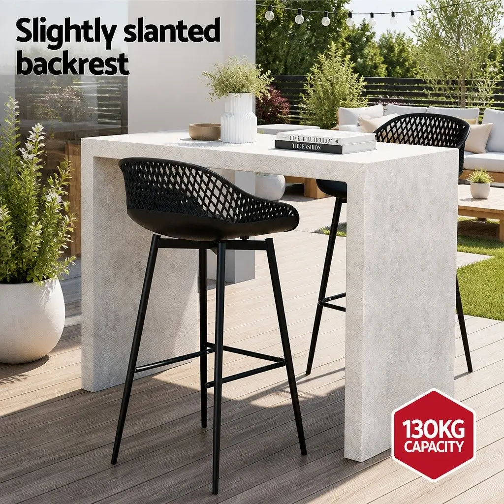 Outdoor Bar Stools with Black Plastic Seats