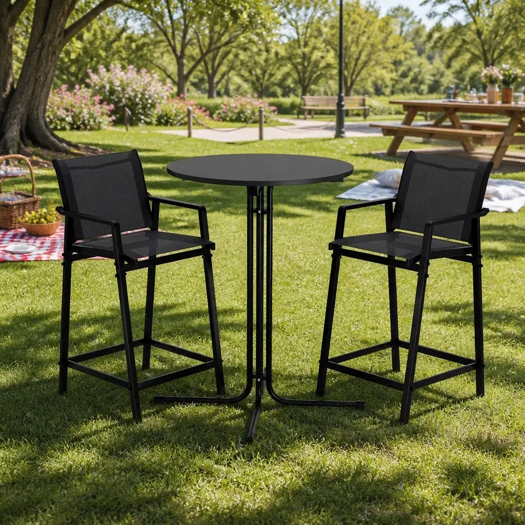 3-Piece Outdoor Bar Set with Stools and Table