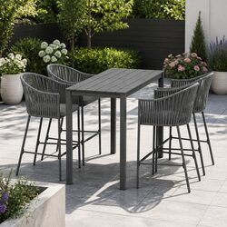 Premium 5-Piece Outdoor Bar Set with Rope Chairs and Table