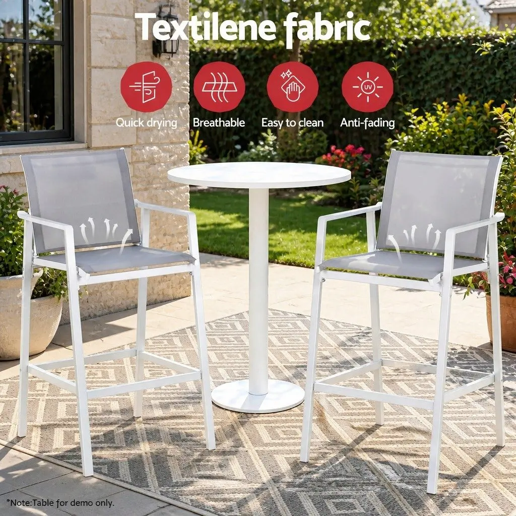 Outdoor Bar Stools Steel Textilene 55cm x 56cm x 114cm White