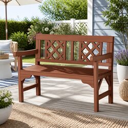Outdoor Garden Bench 2 Seat Wooden Chair Patio Furniture Lounge Natural Wood