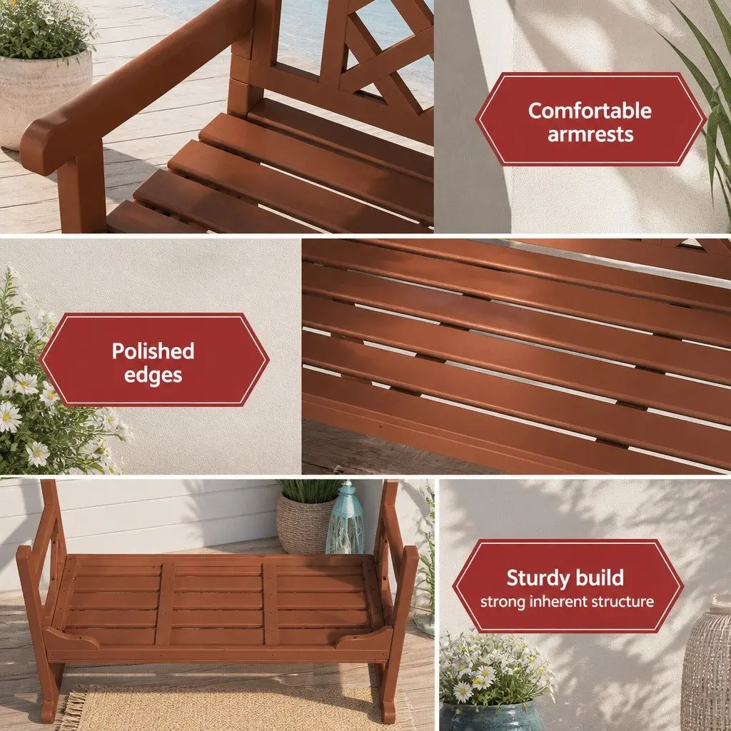 Wooden Garden Bench for Two Outdoor Seating