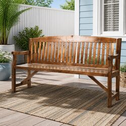 5FT Sturdy Outdoor Garden Bench 3-Seater Natural Wood