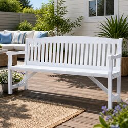 Sturdy 5FT 3-Seat Wooden Garden Bench in Brown
