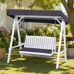 Sturdy 3-Seater Outdoor Swing Chair with Adjustable Canopy