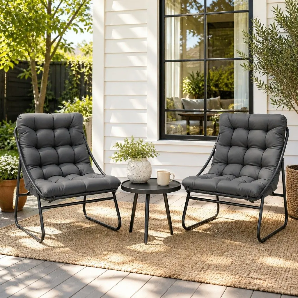 3 Piece Bistro Dining Set with Glass Top