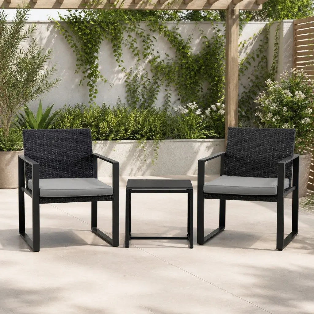 3PC Bistro Set with Weather-Resistant Wicker