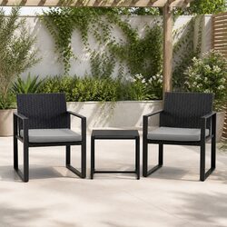 Durable 3PC Bistro Set with Weather-Resistant Wicker