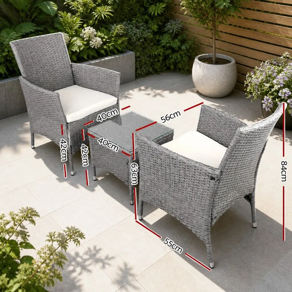 3-Piece Outdoor Bistro Set with Cushions