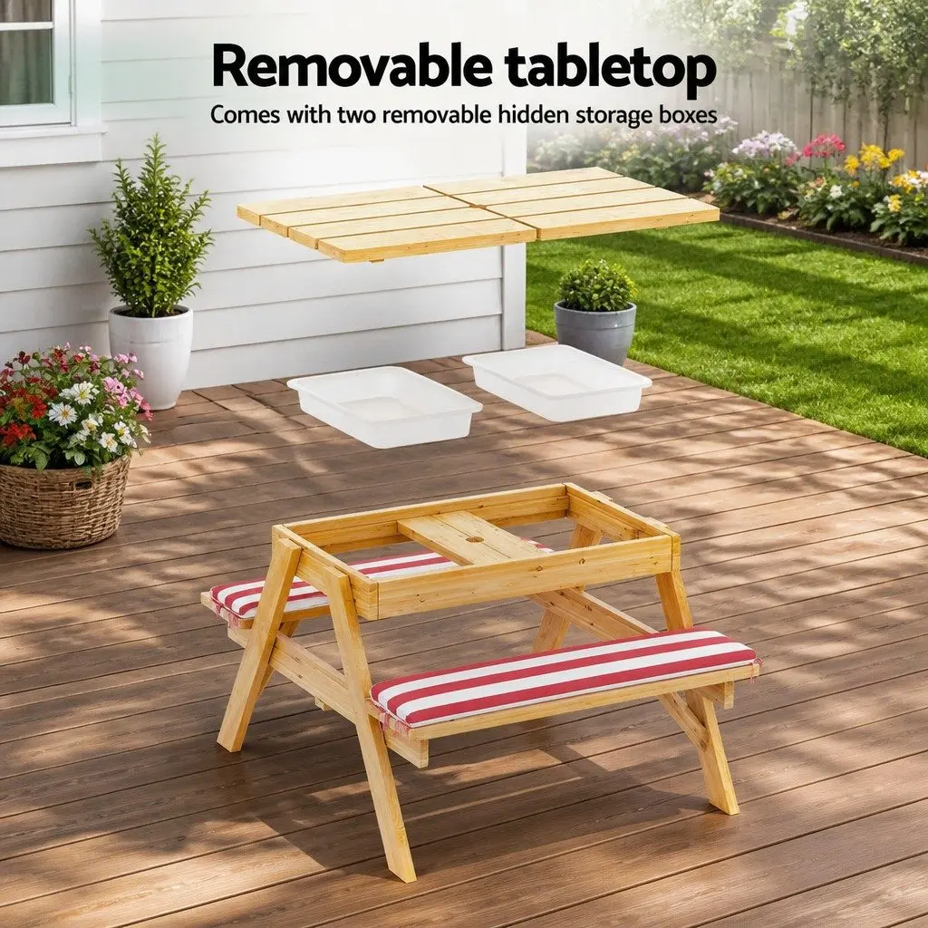 Kids Picnic Table and Bench Set with Umbrella