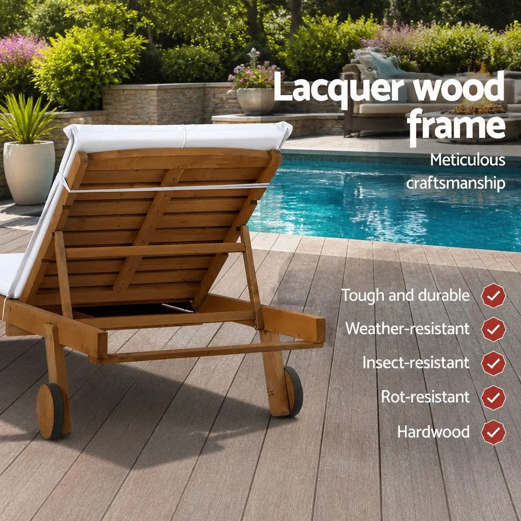 Sun Lounge Wooden Lounger with Adjustable Backrest
