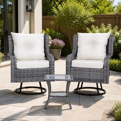 Sturdy 3-Piece Outdoor Bistro Set with Swivel Chairs