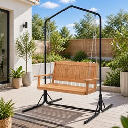 Sturdy 2-Seater Outdoor Swing Chair with Metal Stand