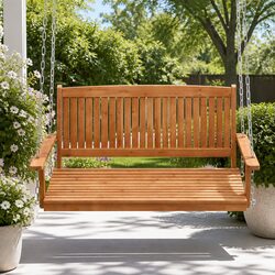 Durable 2 Seater Wooden Porch Swing Chair with Chains