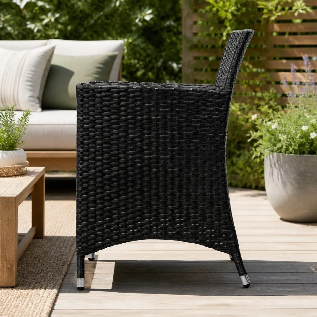 Wicker Outdoor Dining Chairs with Cushions 2PC Set