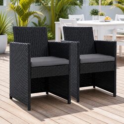 Wicker Outdoor Dining Chairs 2PC Set with Cushions