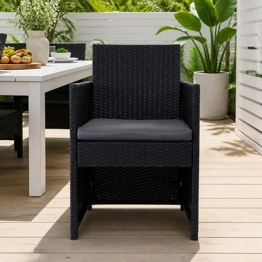 Wicker Outdoor Dining Chairs 2PC Set with Cushions