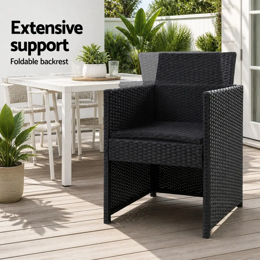 Wicker Outdoor Dining Chairs 2PC Set with Cushions