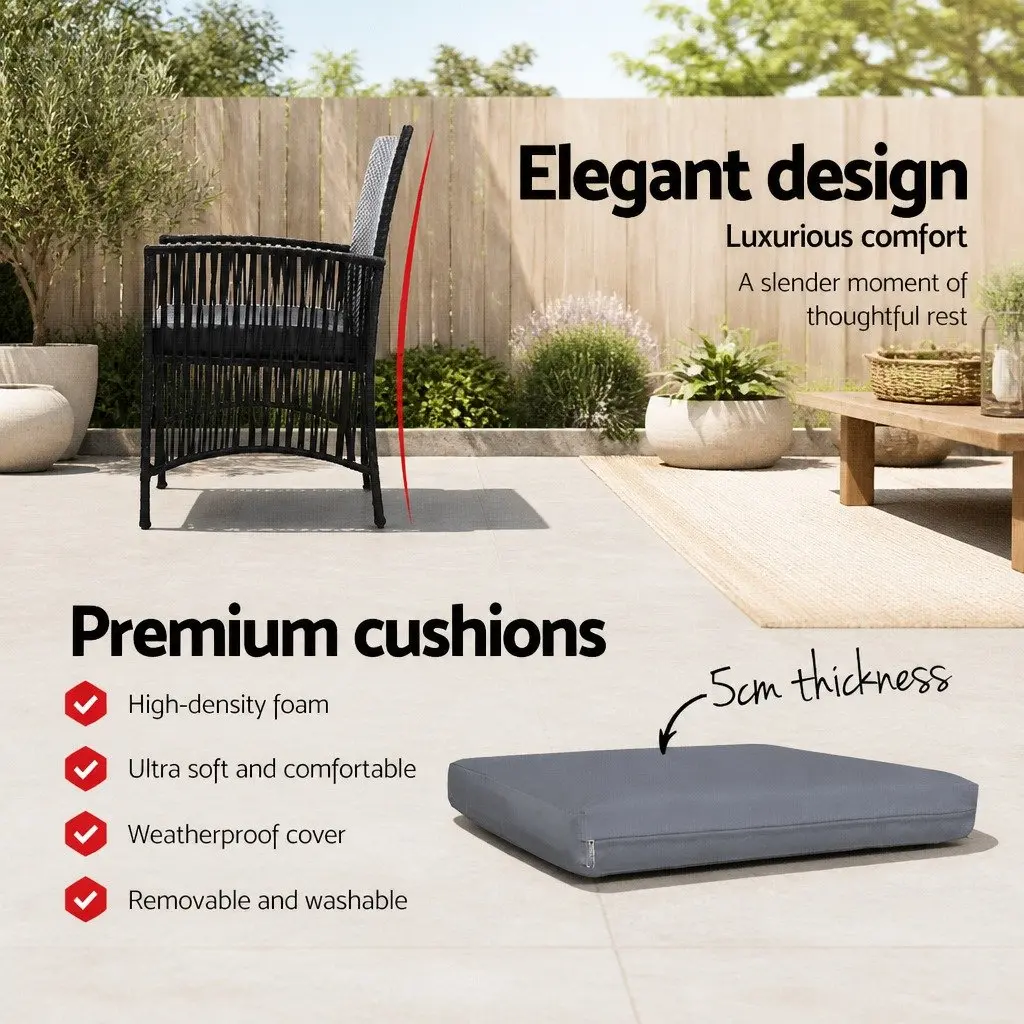 2PC Outdoor Dining Chairs in Black Wicker