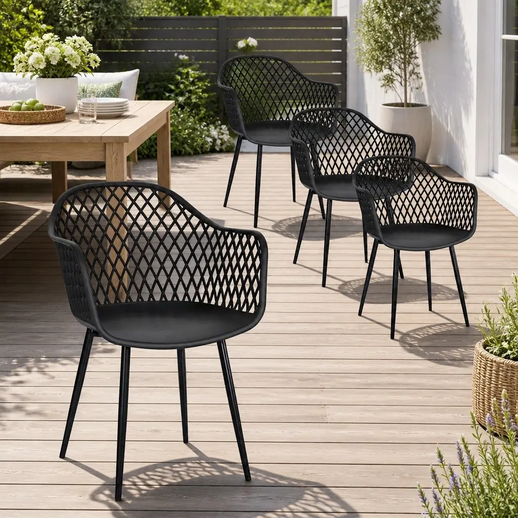 Black Outdoor Dining Chairs Set of 4