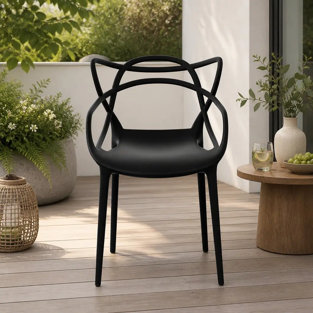 Stackable Outdoor Dining Chairs 4PC Portable Patio Furniture Garden Modern