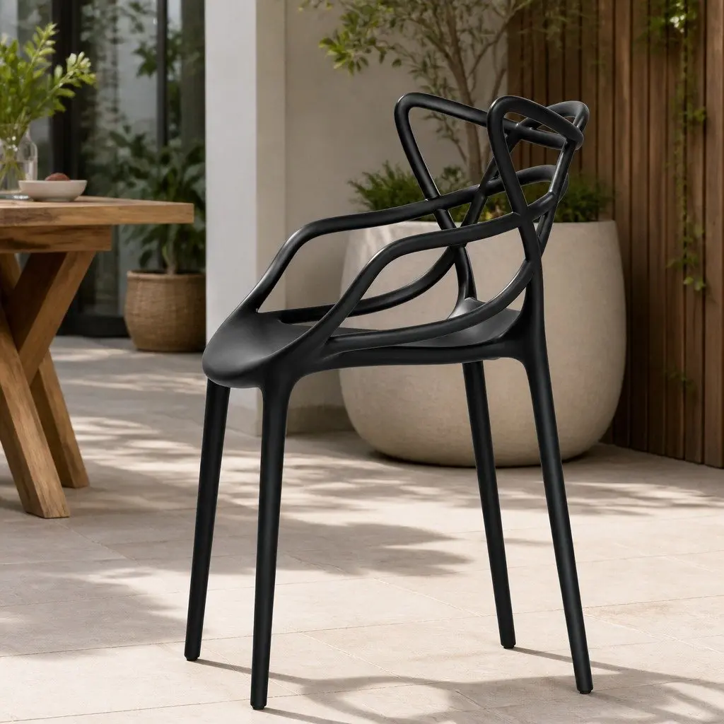 Stackable Outdoor Dining Chairs 4PC Portable Patio Furniture Garden Modern