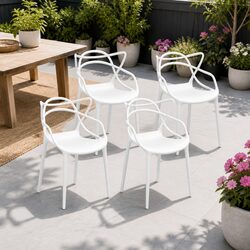 Stackable Outdoor Dining Chairs Set 4PC PP Patio Furniture Lightweight Portable