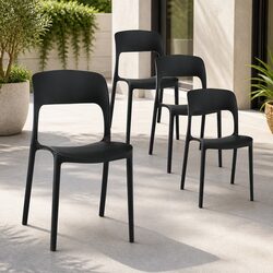 Modern Stackable Outdoor Dining Chairs 4PC Set Black