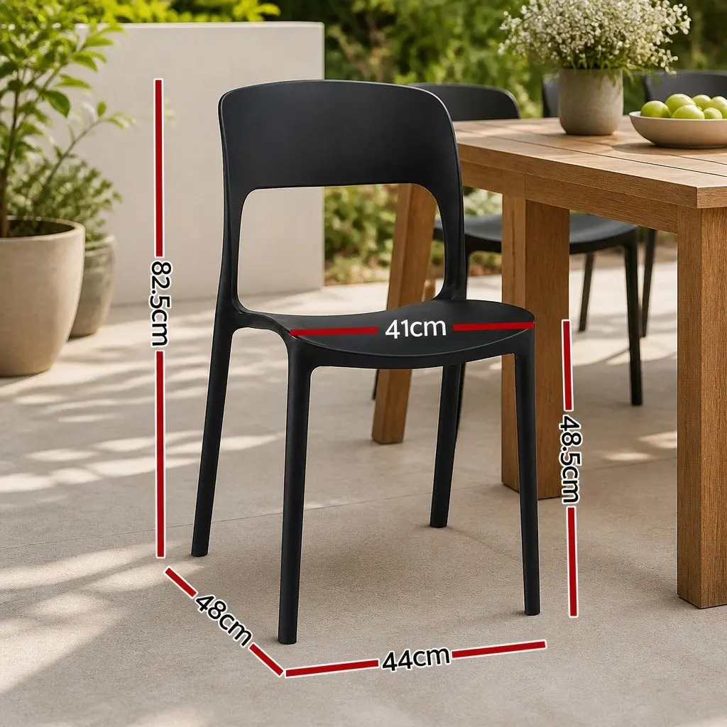 Stackable Outdoor Dining Chairs 4PC Set Black