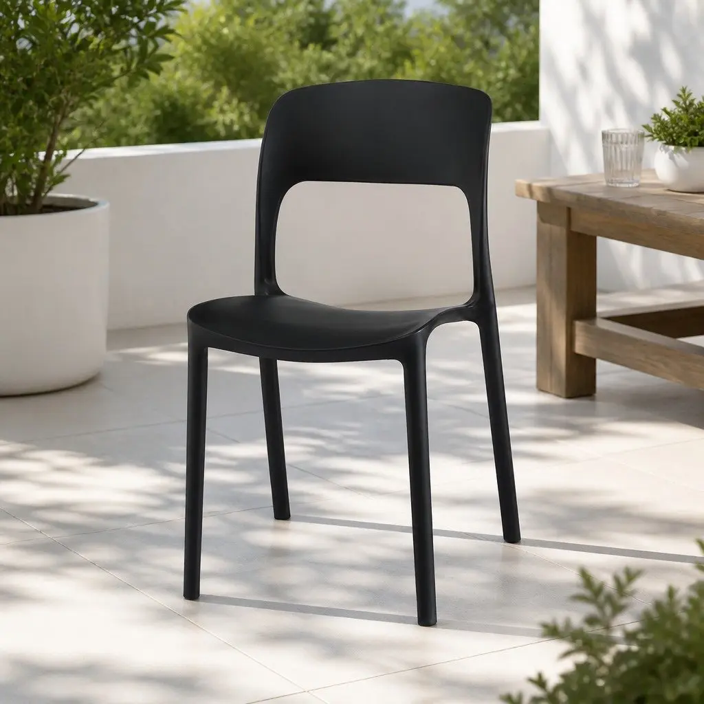 Stackable Outdoor Dining Chairs 4PC Set Black