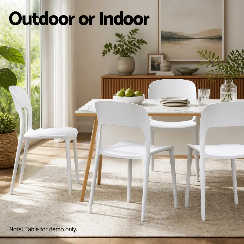 Stackable Outdoor Dining Chairs Polypropylene White 4 Piece
