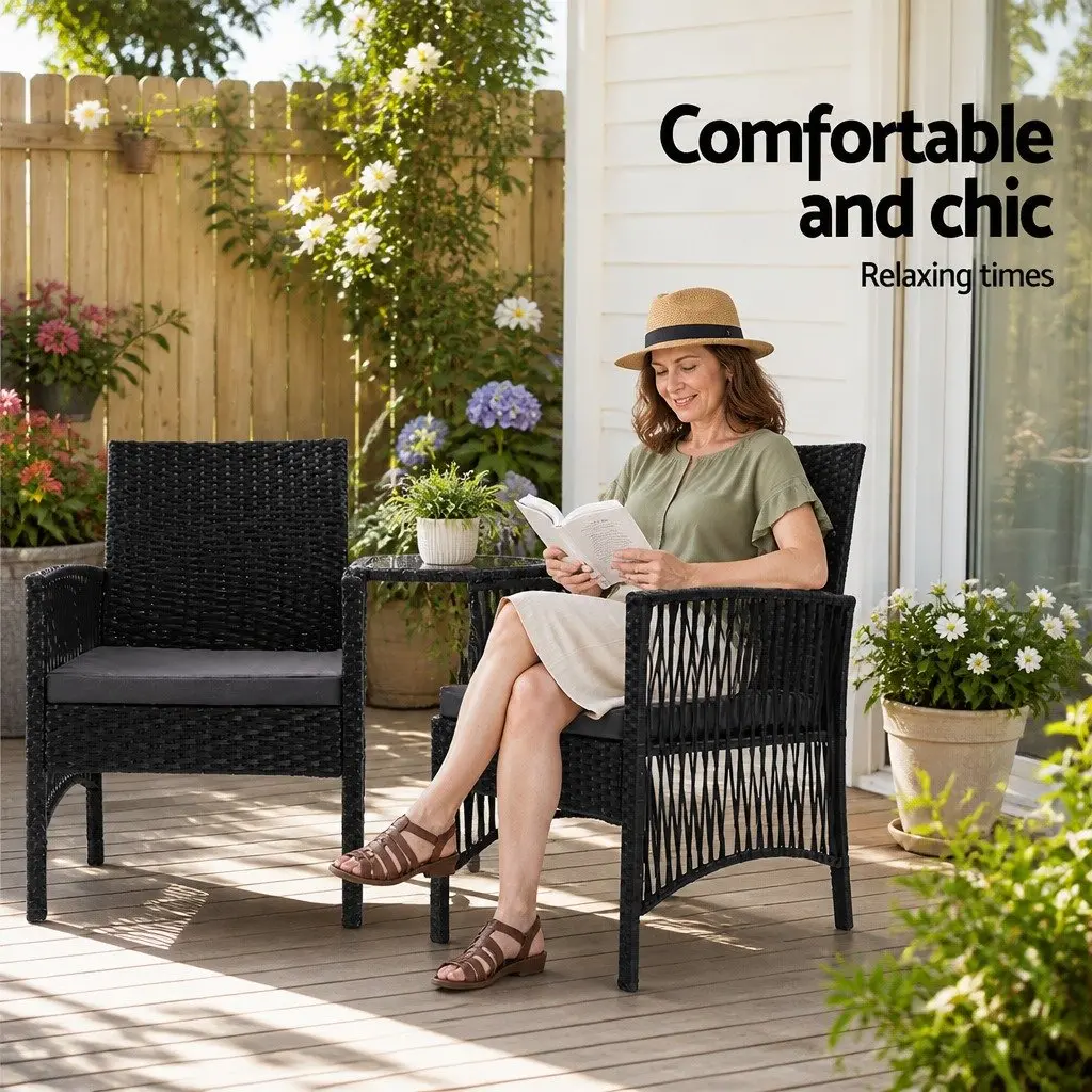 3 Piece Outdoor Bistro Set with Cushions