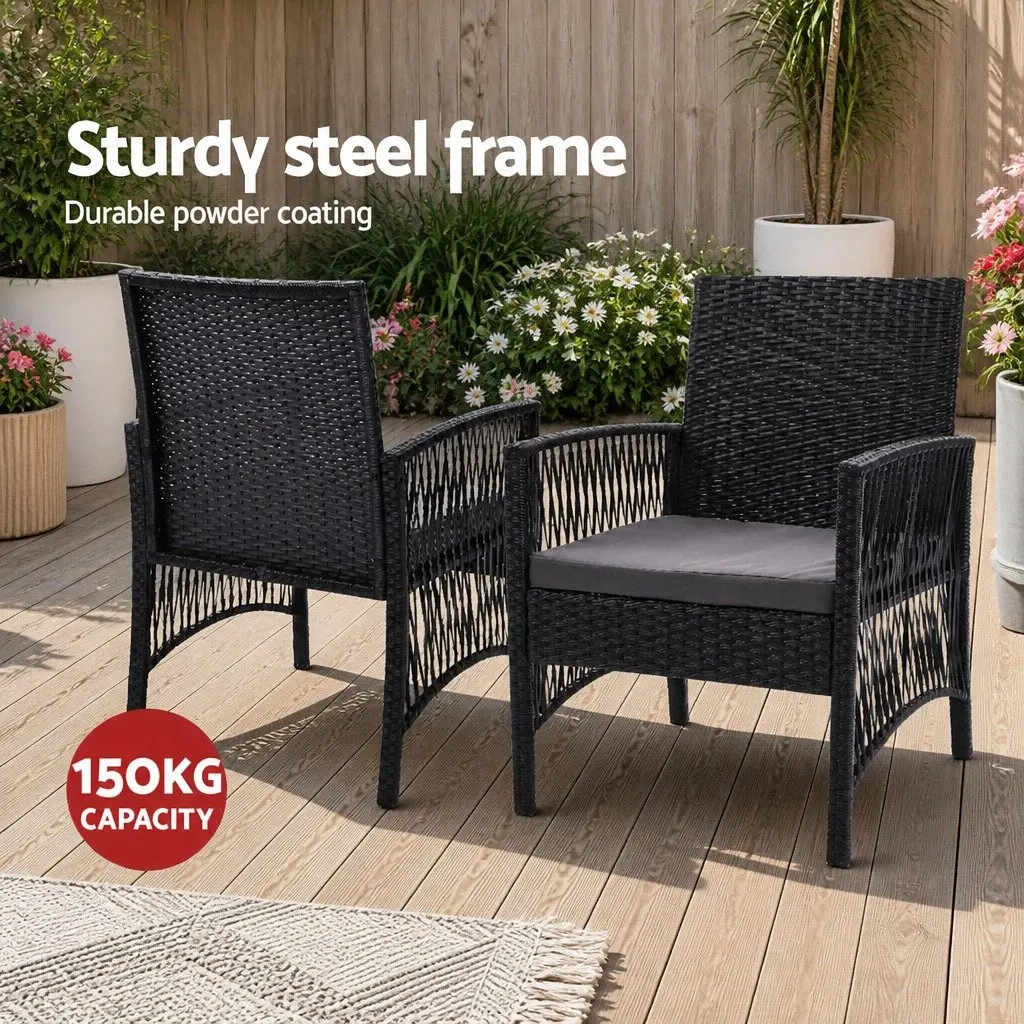 3 Piece Outdoor Bistro Set with Cushions