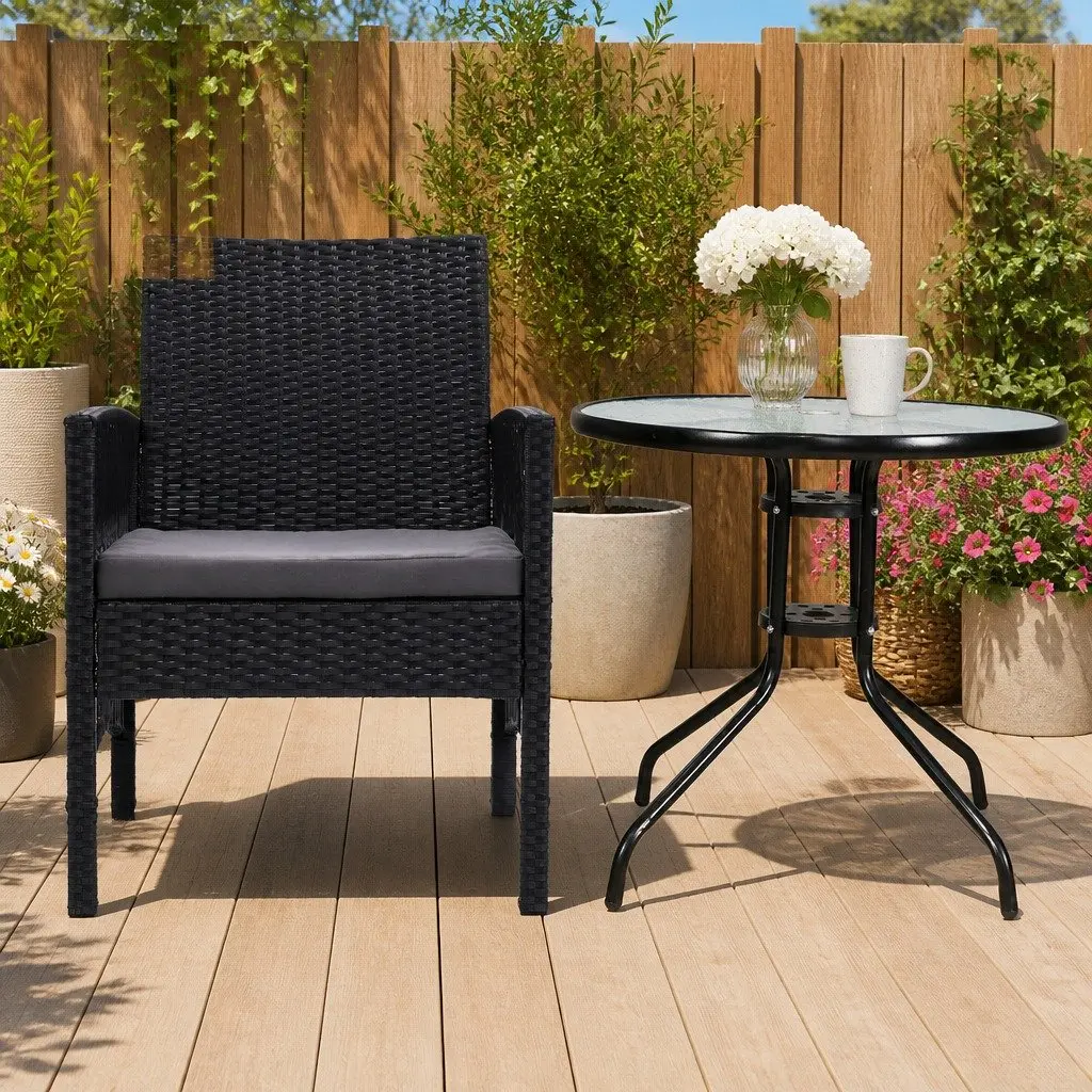 3 Piece Outdoor Bistro Set with Cushions