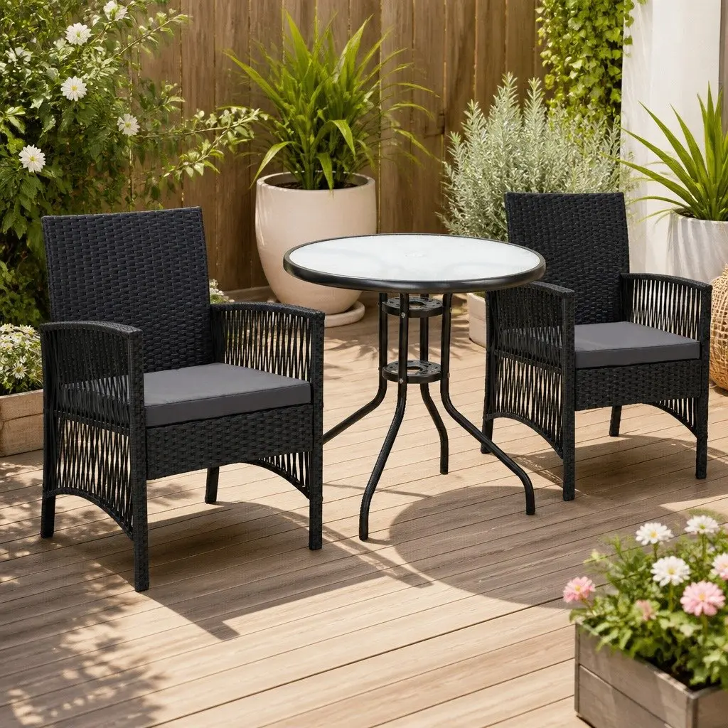 3 Piece Outdoor Bistro Set with Cushions