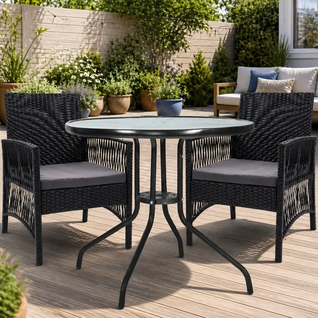 3 Piece Outdoor Bistro Set with Cushions