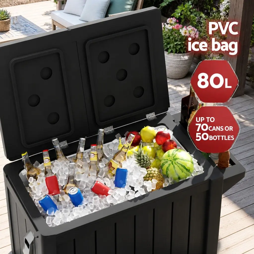 Outdoor Serving Cart Resin Plastic 102cm x 43.5cm x 83cm Black