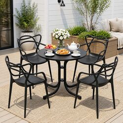 Black 5-Piece Foldable Outdoor Dining Set for Patio