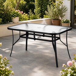 Stylish Black Steel Frame Outdoor Dining Table 140cm