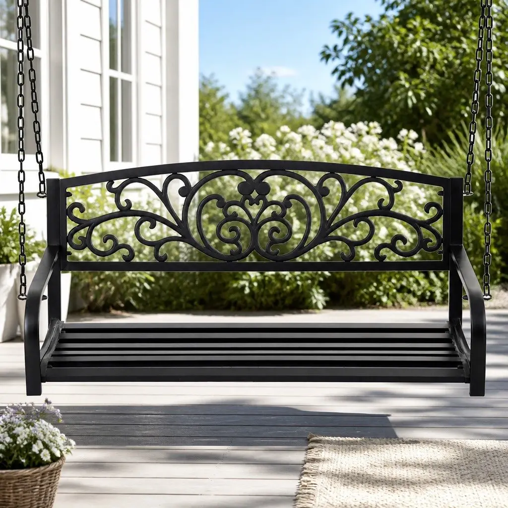2-Seater Outdoor Swing Chair with Metal Chain