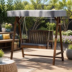 Sturdy Outdoor Swing Chair 2 Seater with Canopy - Charcoal