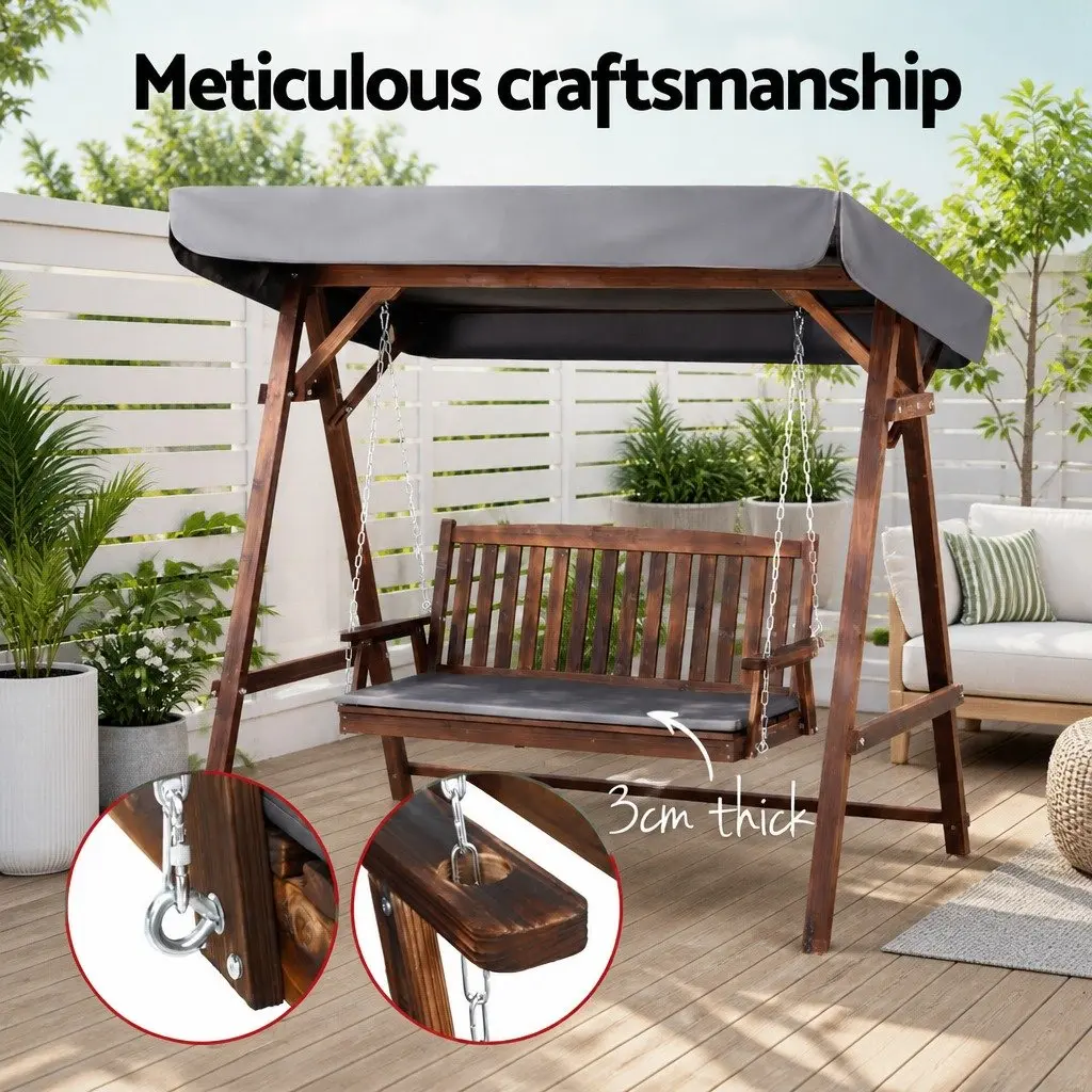 3 Seater Swing Chair with Adjustable Canopy