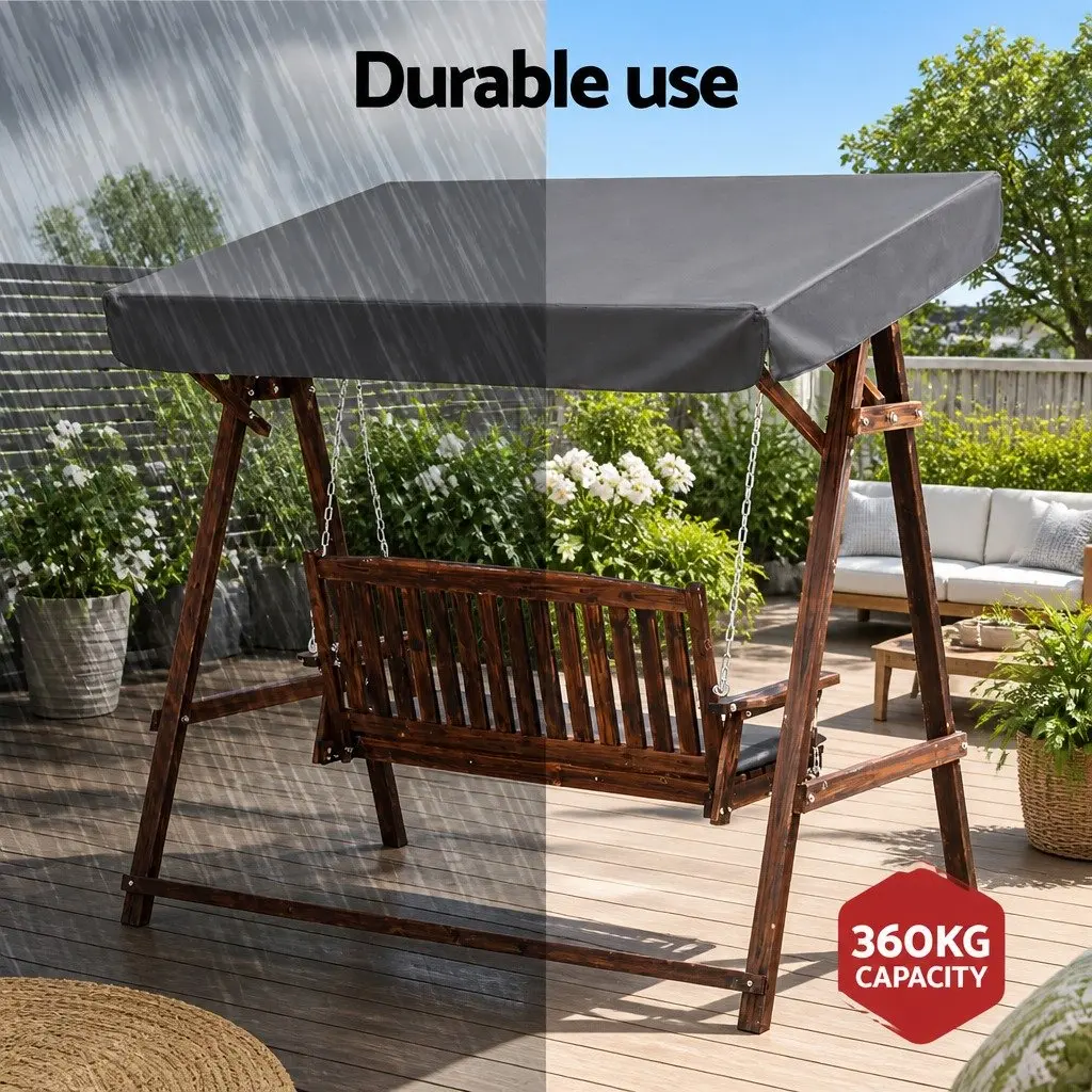 3 Seater Swing Chair with Adjustable Canopy