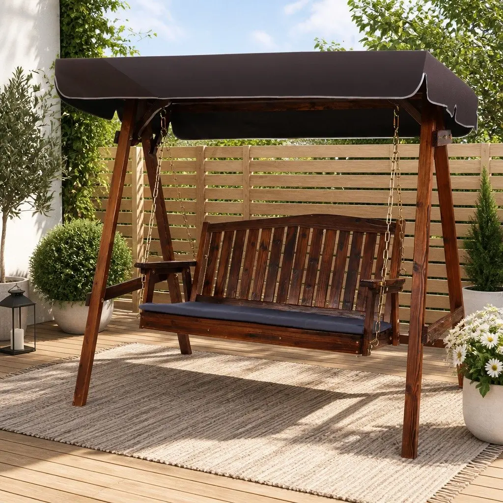 3 Seater Swing Chair with Adjustable Canopy