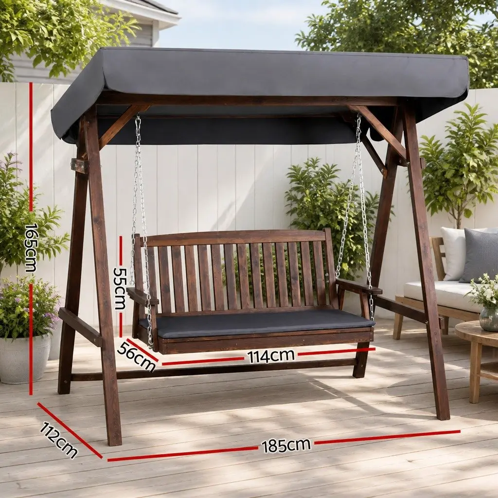 3 Seater Swing Chair with Adjustable Canopy
