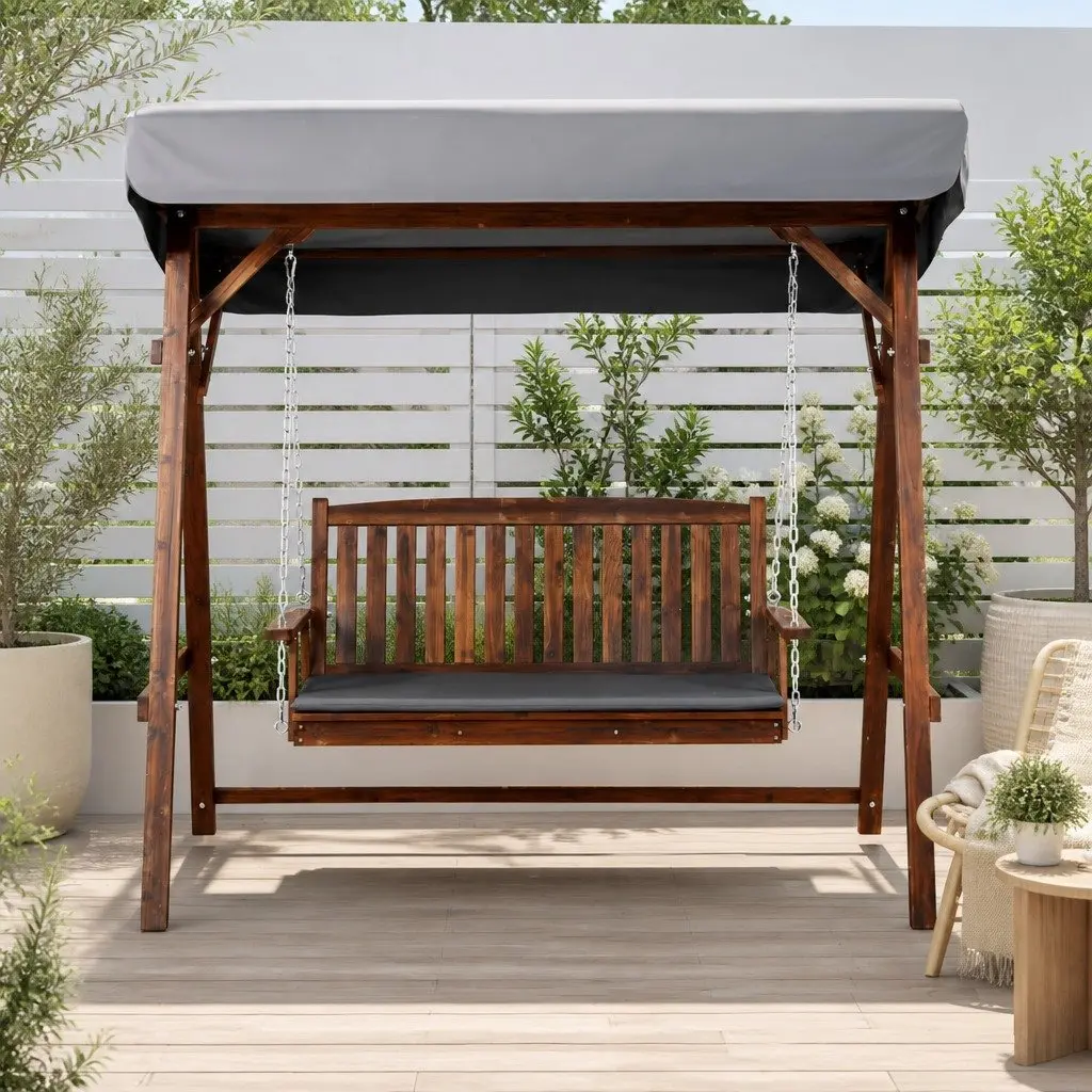 3 Seater Swing Chair with Adjustable Canopy