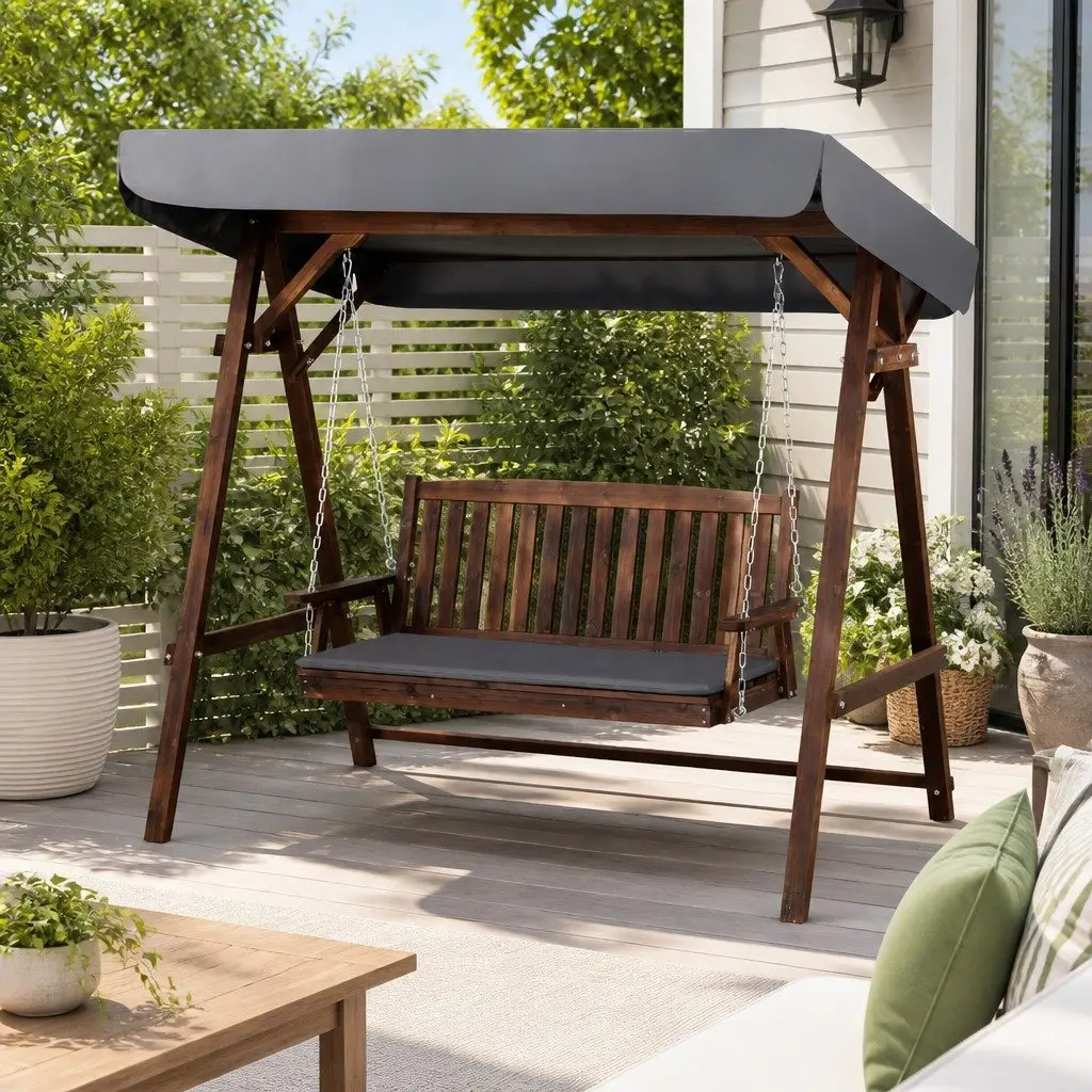 3 Seater Swing Chair with Adjustable Canopy