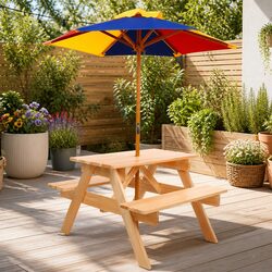 Durable Kids Wooden Picnic Table Set with Benches