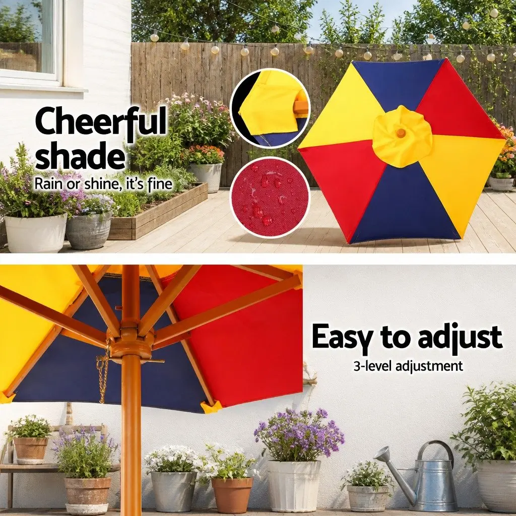 Kids Picnic Table Set Fir Wood Natural 75x40cm with Umbrella and Benches
